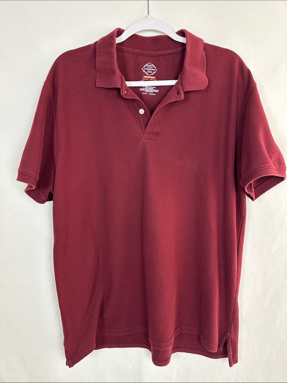 St. John’s Bay deep maroon performance polo shirt, size XL